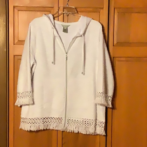 Multiples white hooded jacket with 3/4 sleeves.Size large in excellent condition - Picture 1 of 11